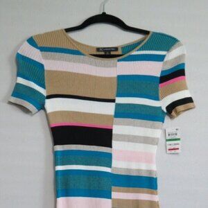 NWT $99 INC International Concepts Knit Color Block Sweater Dress Petite Large